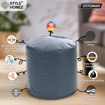 Classic - Leatherette Bean Ottoman Stool - Large