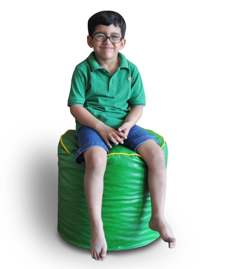 Round - Leatherette Bean Bag Ottoman With Beans - Large