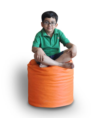 Round - Leatherette Bean Bag Ottoman With Beans - Large