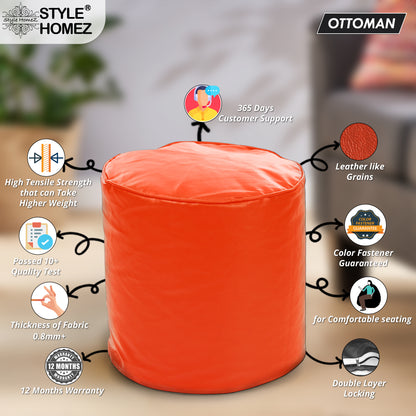 Classic - Leatherette Bean Ottoman Stool - Large