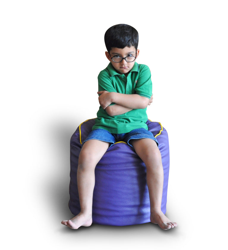 Round - Leatherette Bean Bag Ottoman With Beans - Large