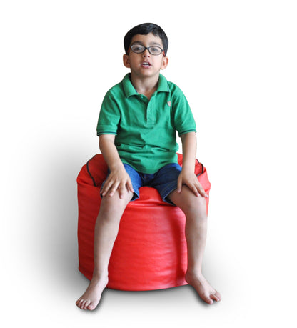 Round - Leatherette Bean Bag Ottoman With Beans - Large