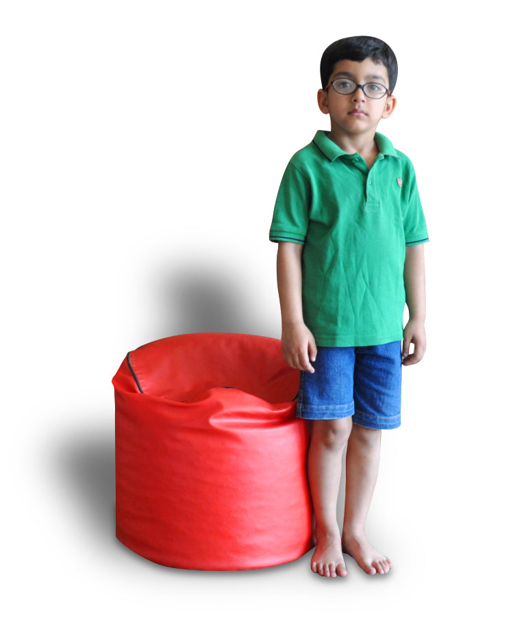 Round - Leatherette Bean Bag Ottoman With Beans - Large