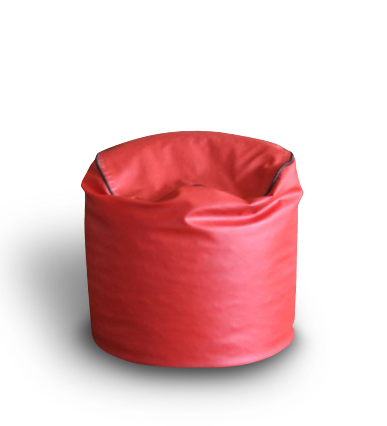 Round - Leatherette Bean Bag Ottoman With Beans - Large