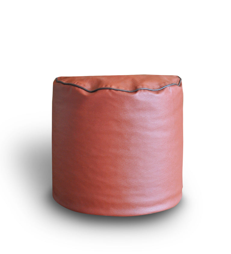 Round - Leatherette Bean Bag Ottoman With Beans - Large