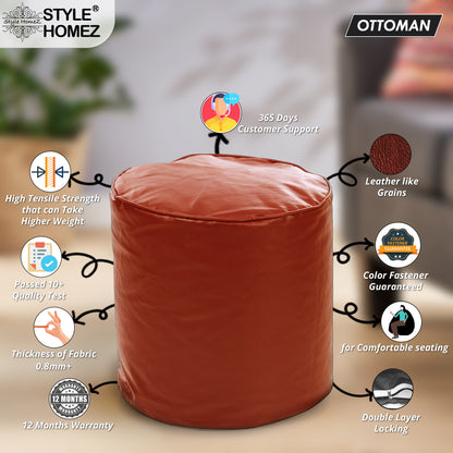 Classic - Leatherette Bean Ottoman Stool - Large