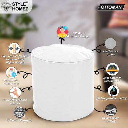 Classic - Leatherette Bean Ottoman Stool - Large
