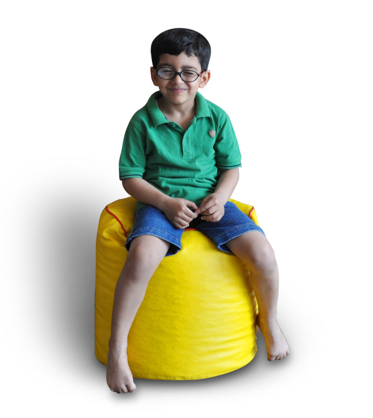 Round - Leatherette Bean Bag Ottoman With Beans - Large