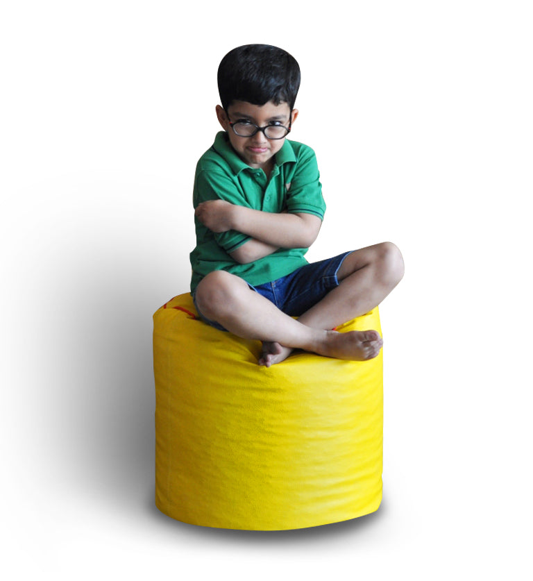 Round - Leatherette Bean Bag Ottoman With Beans - Large