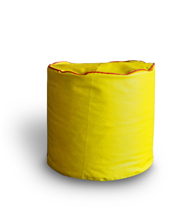 Round - Leatherette Bean Bag Ottoman With Beans - Large