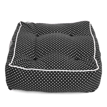 Canvas Polka Dots Square Floor Cushion With Beans - Large Size