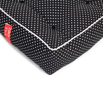 Canvas Polka Dots Square Floor Cushion With Beans - Large Size
