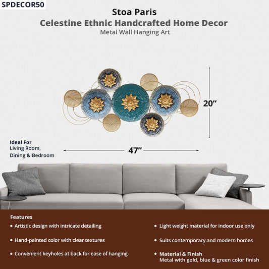 Celestine - Handcrafted Décor - Metal Flower Design - Multi Colour