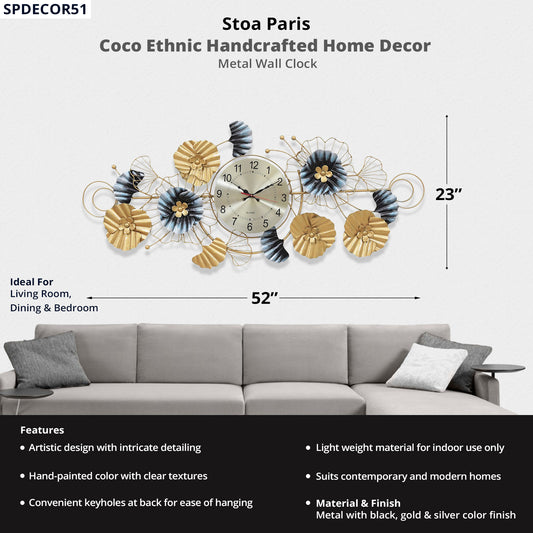 Coco - Handcrafted Décor - Metal Wall Clock - In Multi Colour