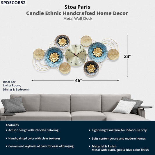 Candie - Handcrafted Décor - Metal Wall Clock - Multi Colour