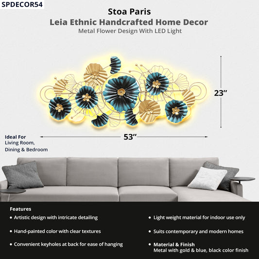 Leia - Handcrafted Décor - Metal Flower Design - Multi Colour With LED Light