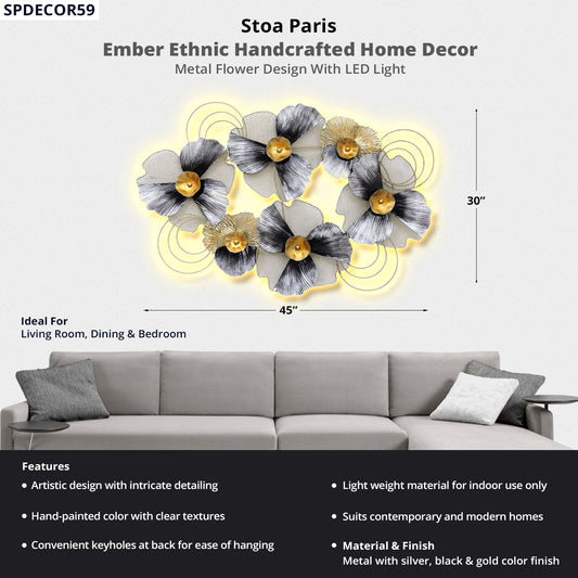Ember - Handcrafted Décor - Metal Flower With LED Design - Multi Colour