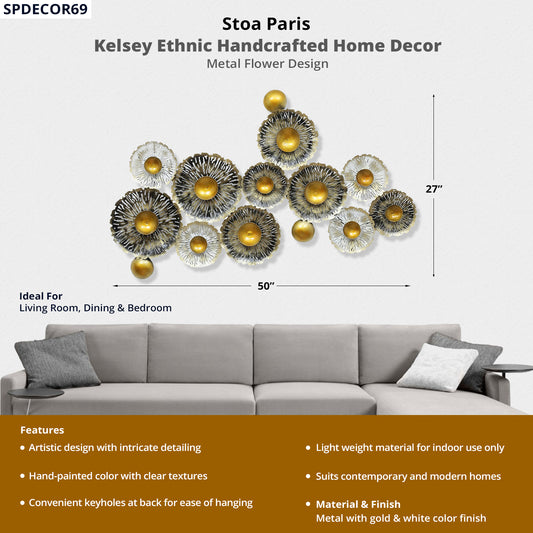 Kelsey - Handcrafted Décor - Metal Flower Design - Multi Colour