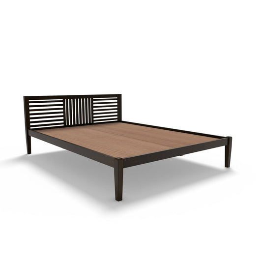 Non Storage King Bed In Solid Sheesham Wood In  Walnut Polish Finish