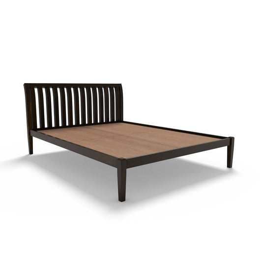 Non Storage King Bed In Solid Sheesham Wood  In  Walnut Polish Finish