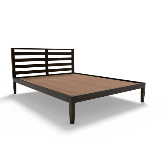 Non Storage King Bed In Solid Sheesham Wood  In  Walnut Polish Finish