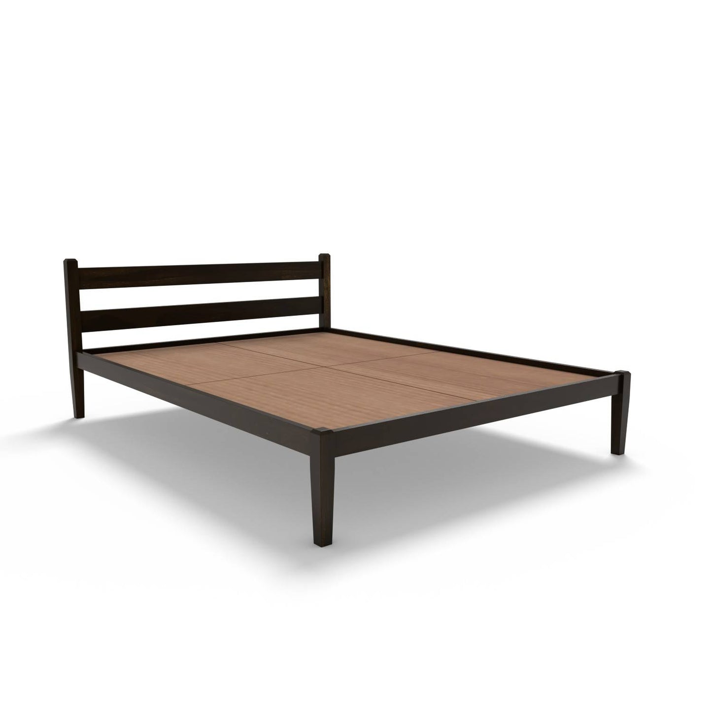 Non Storage Queen Bed In Sheesham Wood - Walnut Polish Finish