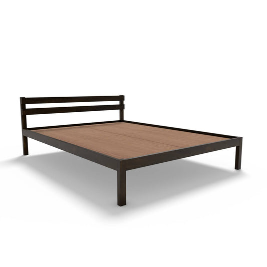 Non Storage Queen Bed In Sheesham Wood - Walnut Polish Finish