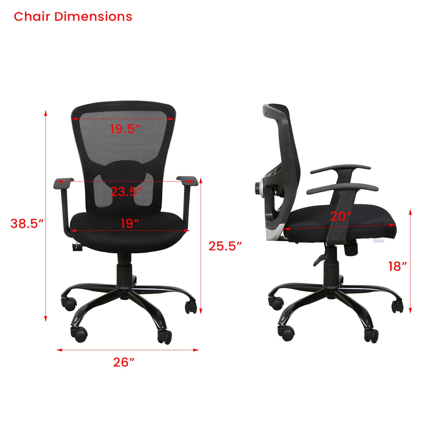 Carver - Medium Back Ergonomic Chair for Work from Home & Office - Black