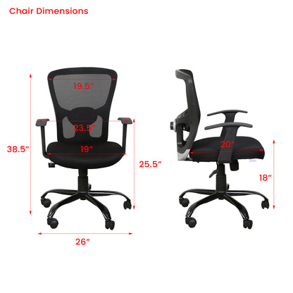 Carver - Medium Back Ergonomic Chair for Work from Home & Office - Black