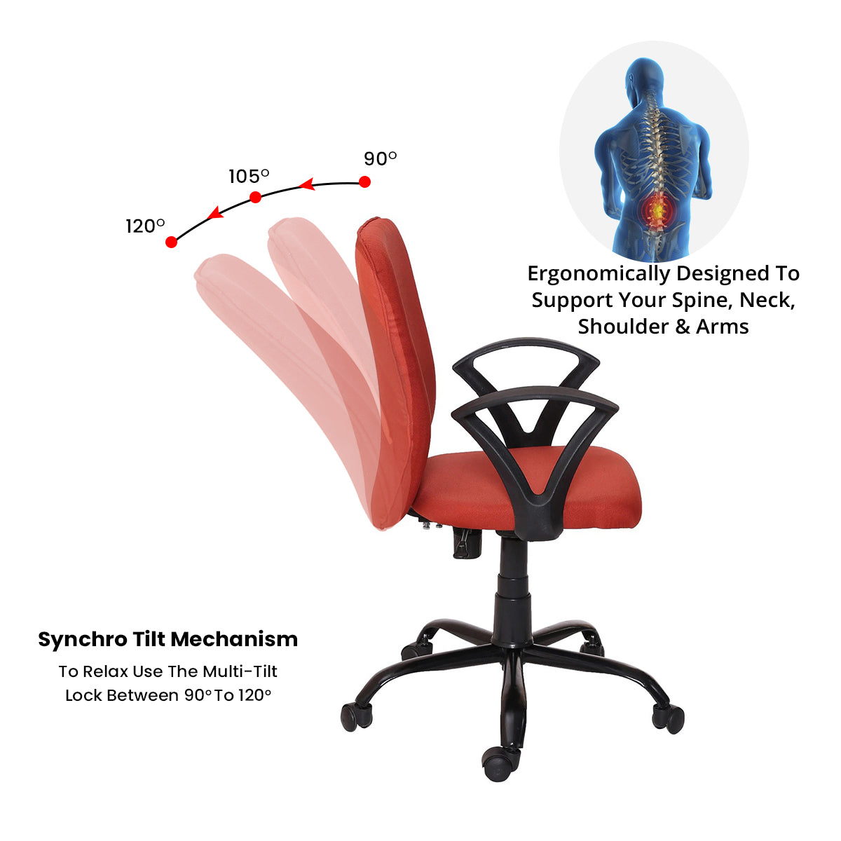 Lego - Ergonomic Chair for Work from Home & Office - Rust