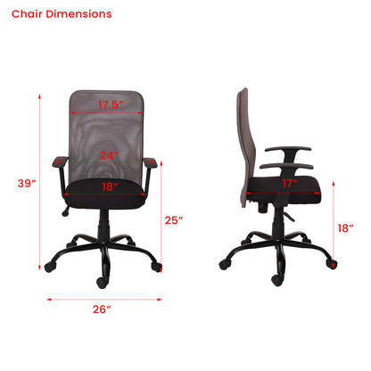 Philip - Medium Back Ergonomic Chair for Work from Home & Office - Grey & Black