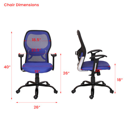 Schuller - Medium Back Ergonomic Chair for Work from Home & Office - Blue