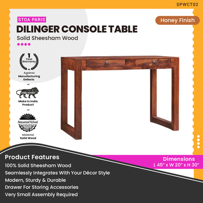 Dalinger - Solid Wood Console Table With Two Drawers - Honey